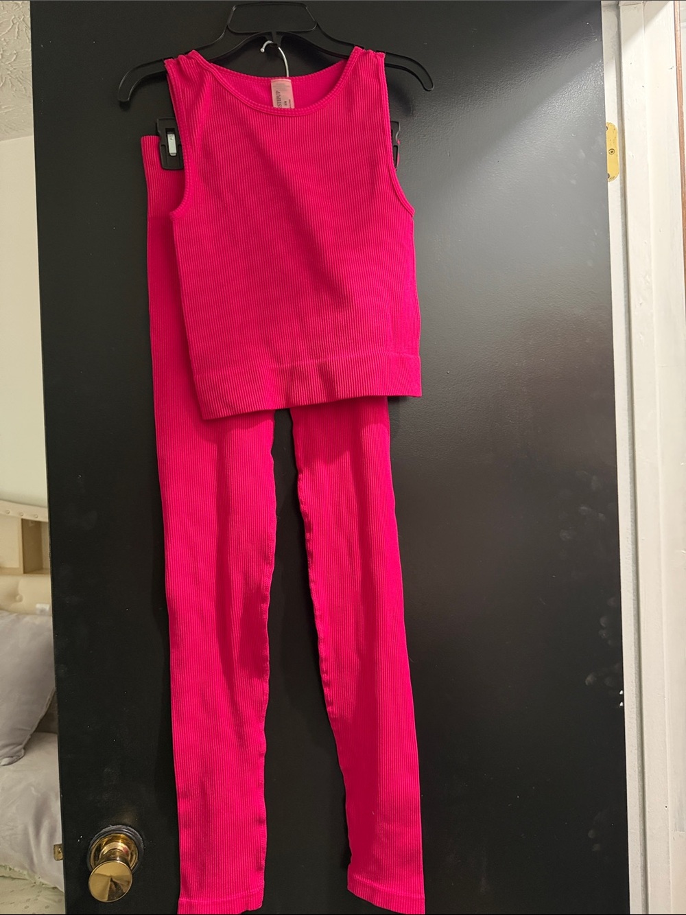 One Step Ahead Bright Pink Ribbed Tank Top size s/m